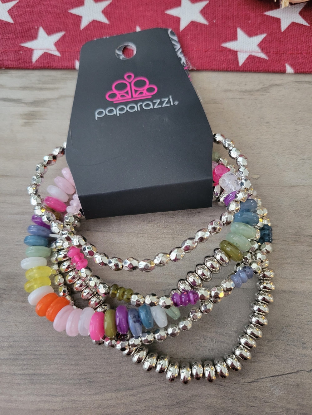 Paparazzi Rainbow Beaded & Silver-Tone Stretch Bracelet Stack